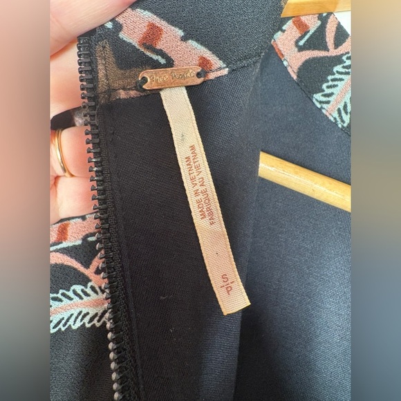 Free People Black and Pink Geometric Long Sleeve Mini Dress - Picture 8 of 12